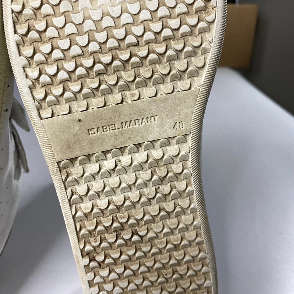 Isabel Marant White Leather & Beige Suede Velcro Sneakers - Picture 7 of 9